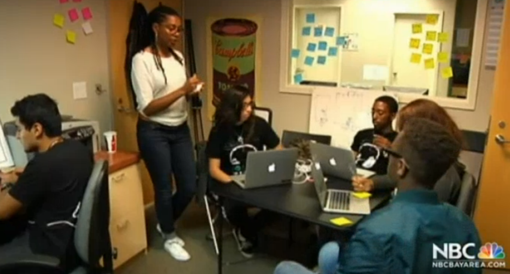 Youth Radio Interactive department featured on local news. Photo courtesy of Youth Radio.